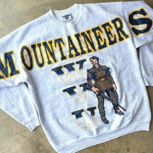 Vintage West Virginia crewneck sweatshirt 90s Mountaineers spell out Lee Sports